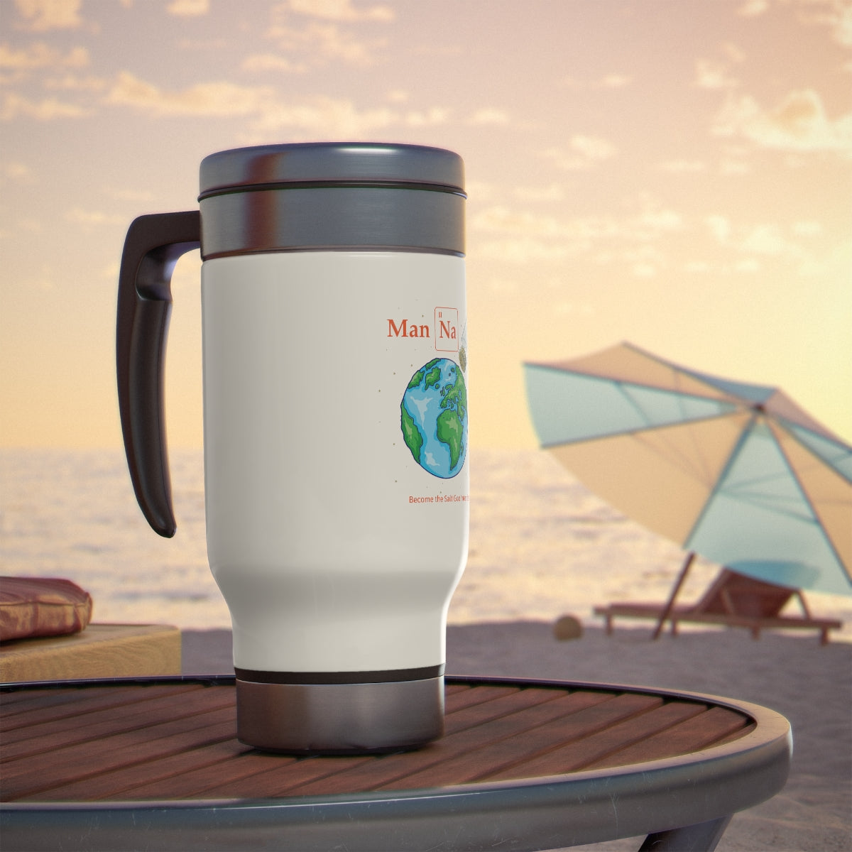Man Na - Stainless Steel Travel Mug with Handle, 14oz