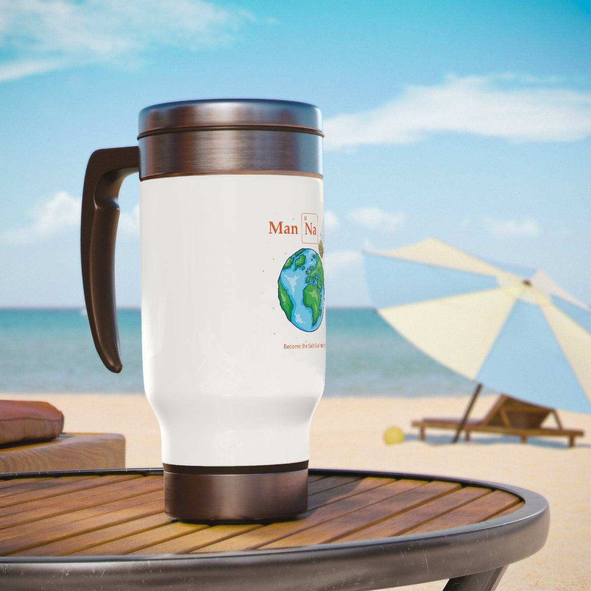 Man Na - Stainless Steel Travel Mug with Handle, 14oz